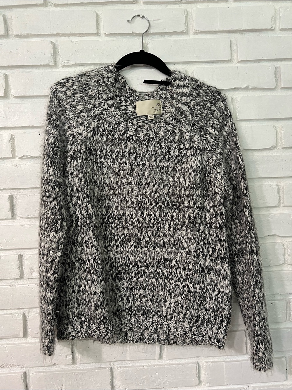 J.O.A. Marled Black & White Crewneck Sweater